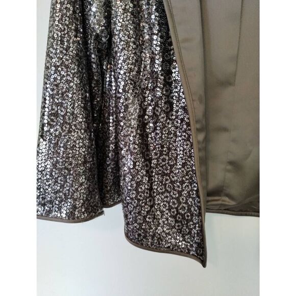 Kasper Evening Jacket Sz 18 Silver Sequined Leopard Print Open Front Glamcore Vt - Picture 4 of 12